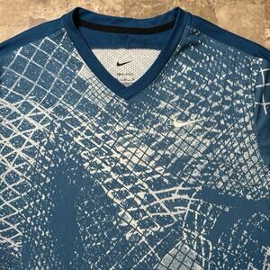 Nike Court Jersey Mens Medium Blue Victory V Neck Tennis Heritage Dv8841